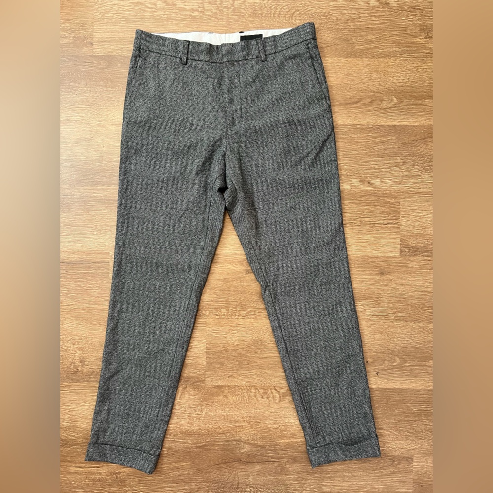 H&M Patterned Charcoal Cuffed Dress Pants for Men